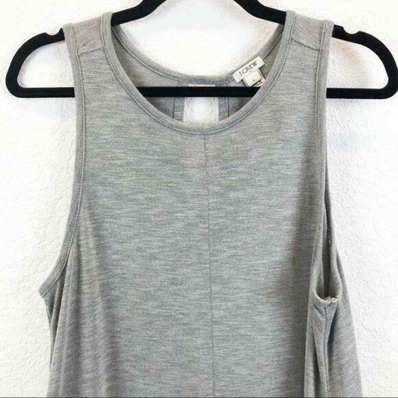 J. Crew Sleeveless Top Womens Large Gray‎ Lightweight Silky Hem Peek a Boo Back - Picture 6 of 7